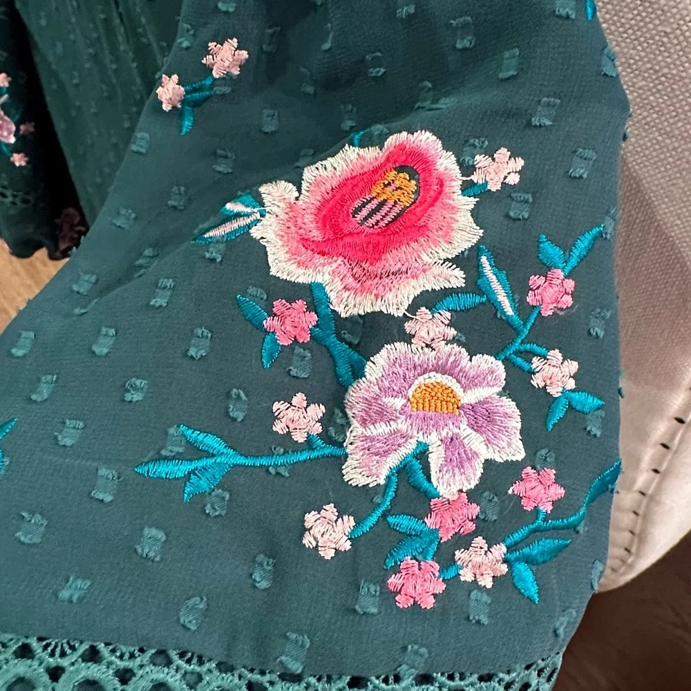 Asos Petite High neck embroidered mini Dress - Picture 11 of 14